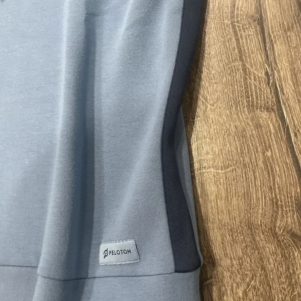 Peloton Hoodie Satin Paneled Hoodie Blue Medium - Unisex Together We Go Far - Picture 7 of 10
